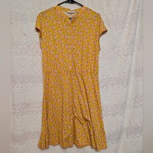 Boden Women's Flippy Jersey Pineapple Dress Yellow Pink Size 10